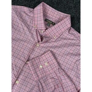 Peter Millar Shirt Men’s Large Summer Comfort Long Sleeve Pink Plaid Check
